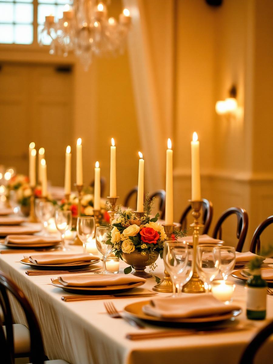 Candlelit dinner table